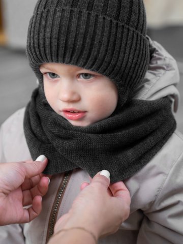 Миниатюра Снуд (шарф) детский "Аладдин", цвет т.серый