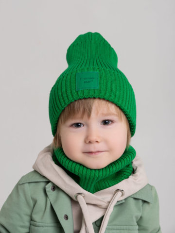 Миниатюра Комплект "Капучино-М" (шапка дет. без подкл.+снуд(шарф), цвет яр.зеленый