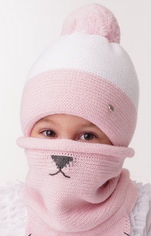 Миниатюра Снуд (шарф) детский "Лапки", цвет розовый
